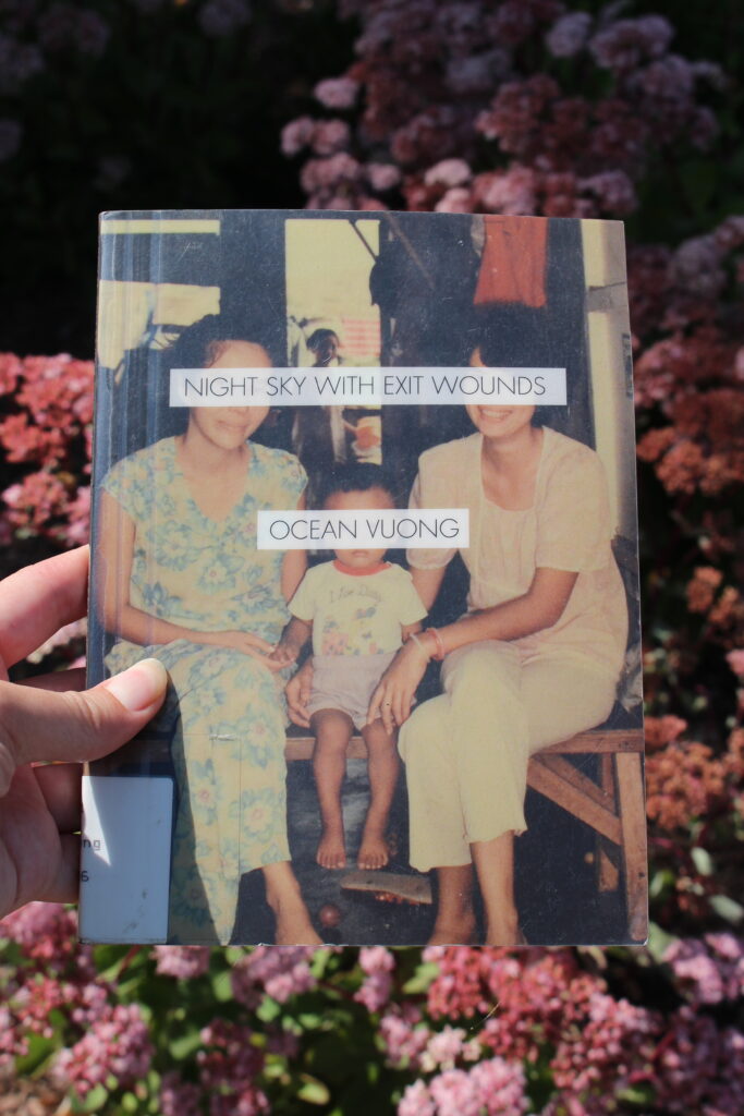 Cover of Night Sky with Exit Wounds shows a photo of a grandmother, mother and son