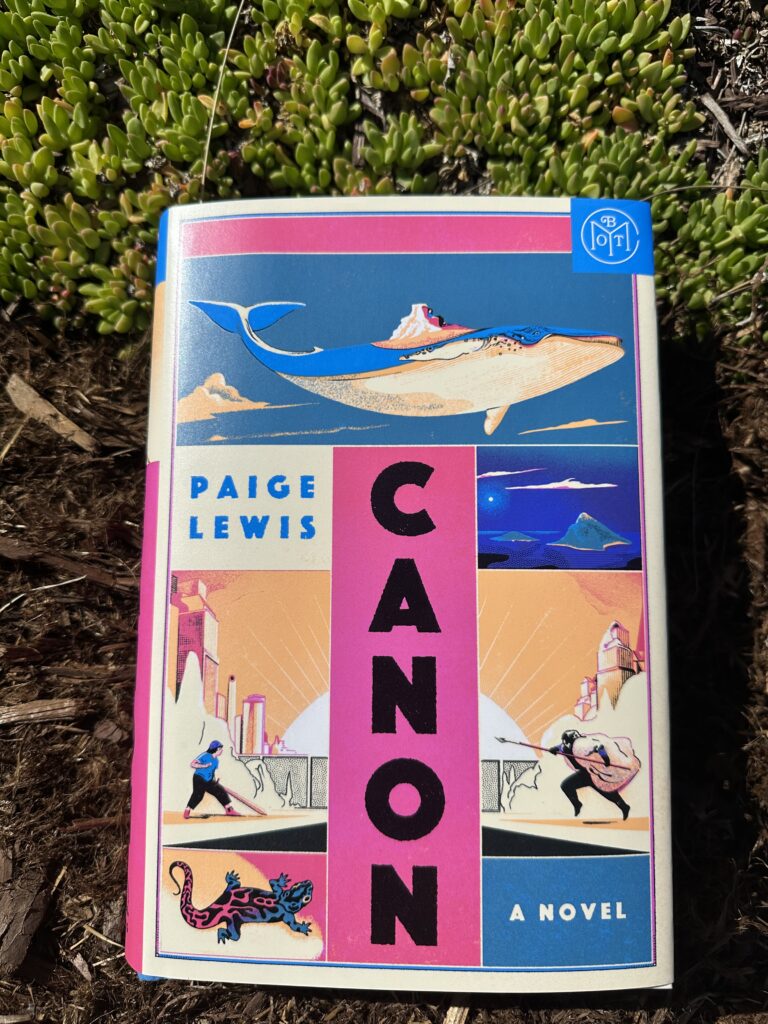 The cover of Canon shows a mosaic of images: a whale, a chain of islands, a warrior facing off against a hero, a salamander